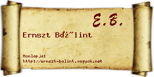 Ernszt Bálint névjegykártya